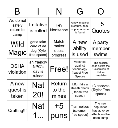 Session 9: Brewing Storms Bingo Card