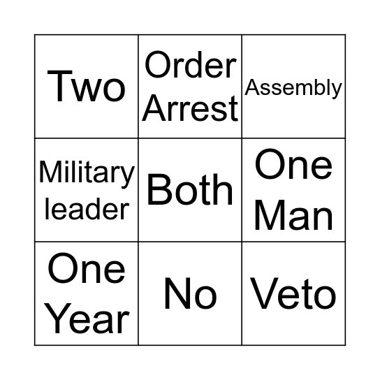 Consul Bingo Card