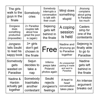 SINGLES INFERNO E9 & E10 Bingo Card