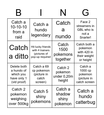 Snarlers PoGo BINGO! Bingo Card