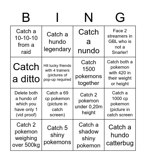Snarlers PoGo BINGO! Bingo Card