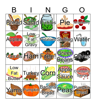 Thanksgiving Health Bingo  Bingo Card