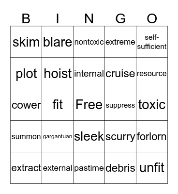 Vocabulary Bingo Card