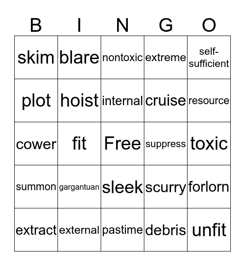 Vocabulary Bingo Card