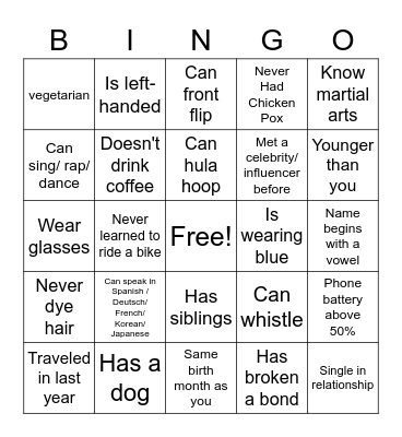 Have fun!!! Bingo Card