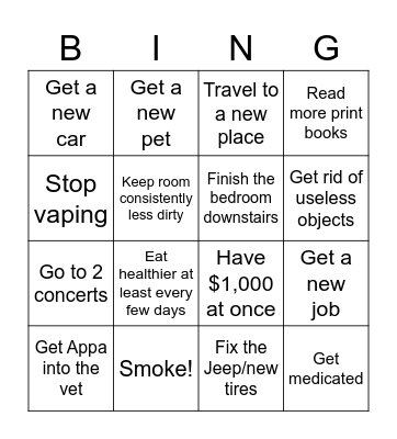 2023 New Years Revolutions! Bingo Card