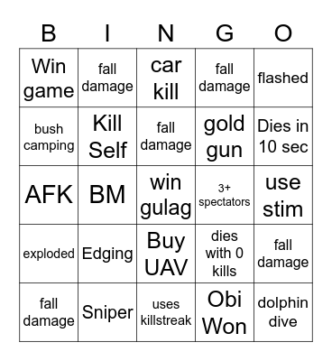 warzone 2 spectating Bingo Card
