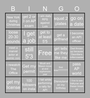 MY LIFE 20232 Bingo Card