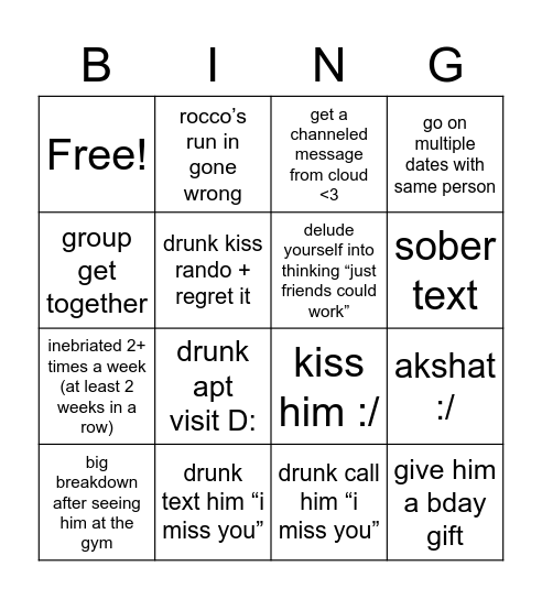 jenna winter 2k23 Bingo Card