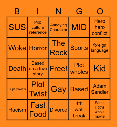 MOVIE Bingo Card