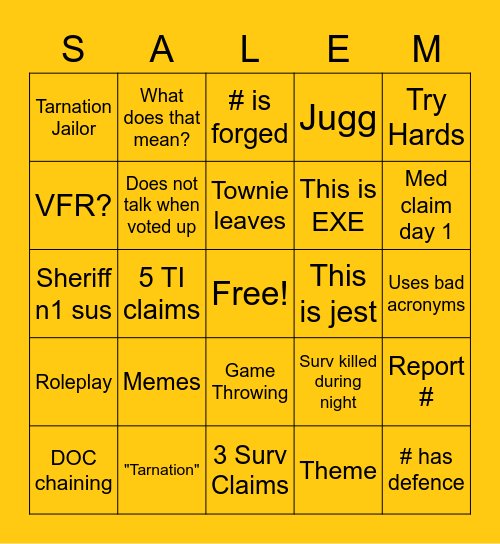 Town Of Salem Bingo Card