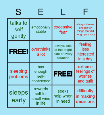 MENTAL HEALTH CHECK-IN Bingo Card