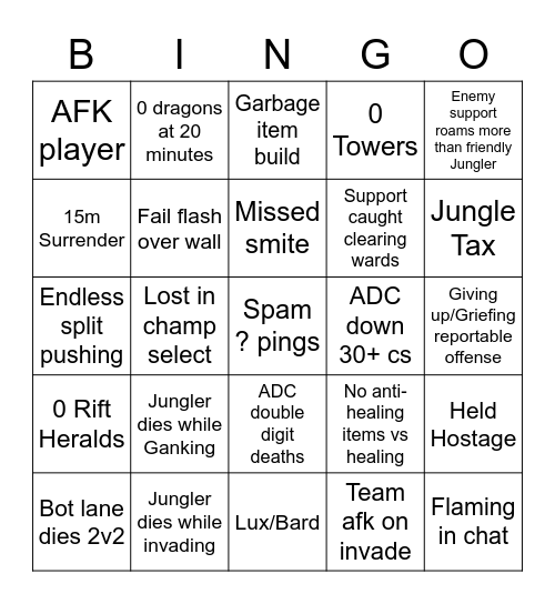 Untitled Bingo Card