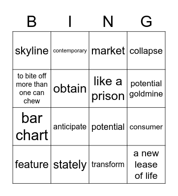 Unit 5 - Vocabulary Review Bingo Card