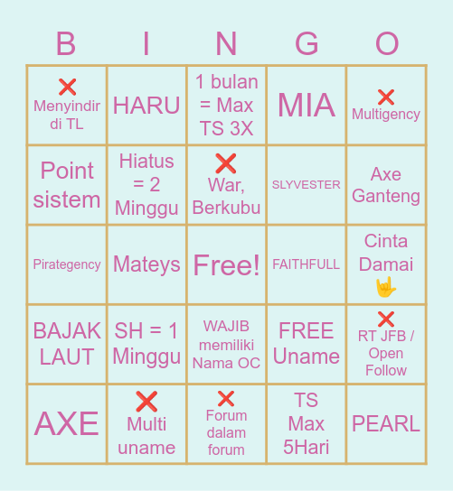 Pirategency - Faithful Bingo Card