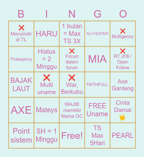 Pirategency - Faithful Bingo Card