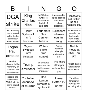 ~*~Chaotic 2023~*~ Bingo Card