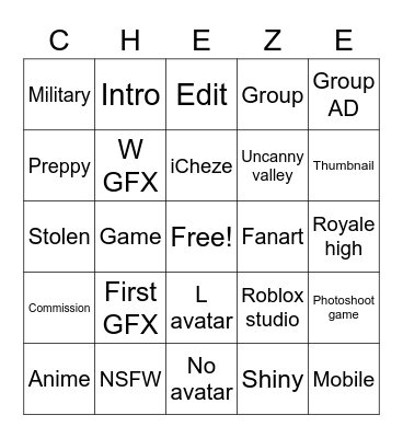 ROASTING YOUR GFXS!!!!! Bingo Card