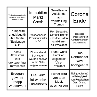 Bingo 2023 - Titus Bingo Card