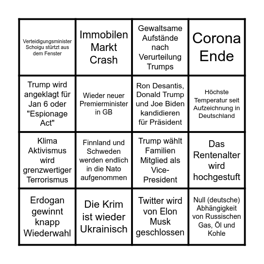 Bingo 2023 - Titus Bingo Card