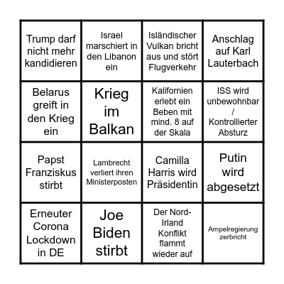 Bingo 2023 - Thomas Bingo Card