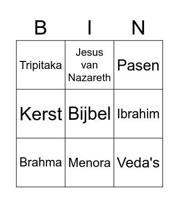 Geloven Bingo Card