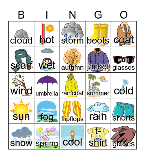 Weather Bingo Card