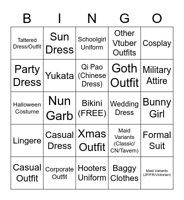 Airi's Pinup Bingo Card