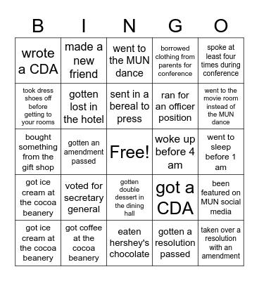 MUN BINGO Card