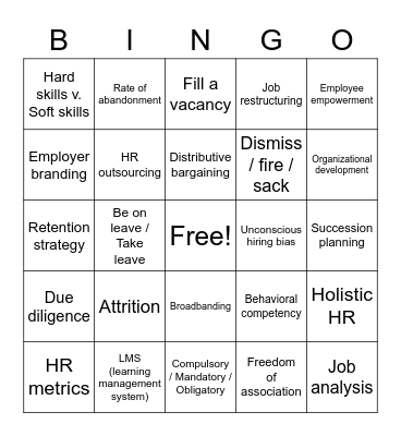 HR Bingo Card