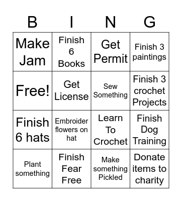 2023 Resolutions Bingo Card