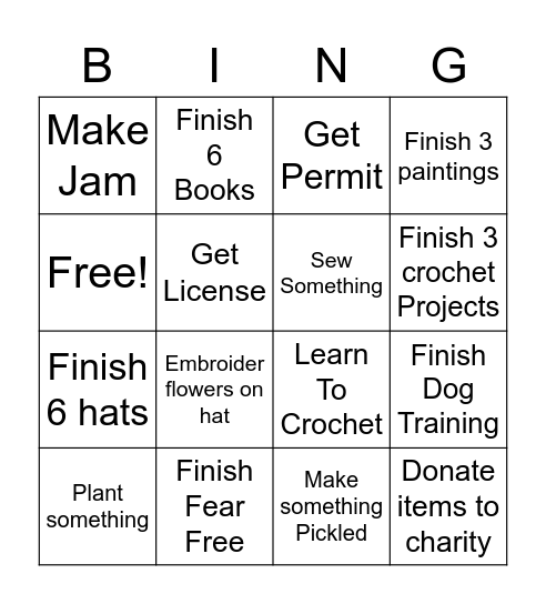 2023 Resolutions Bingo Card
