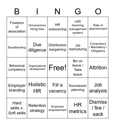 HR Bingo Card