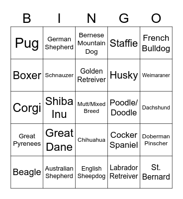 Play Wash Pint | Breed Bingo Card