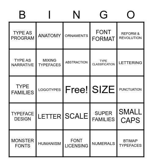 THINKING WITH TYPE Bingo Card