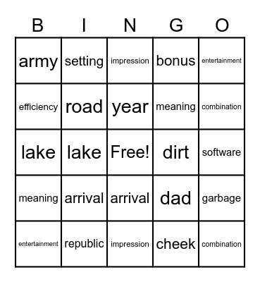 Portfolio Bingo Card
