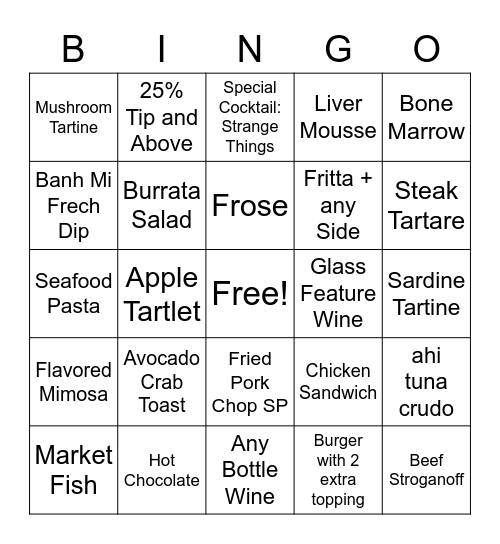 Untitled Brunch Bingo Card