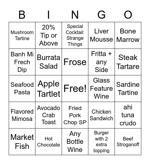 Untitled Brunch Bingo Card