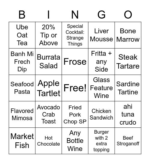 Untitled Brunch Bingo Card