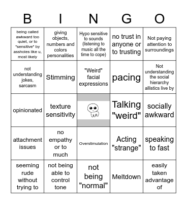 Tism Bingo! Bingo Card