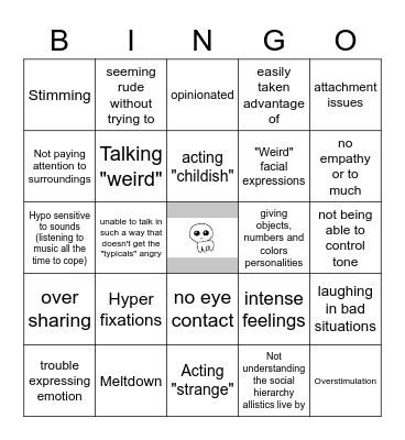 Tism Bingo! Bingo Card