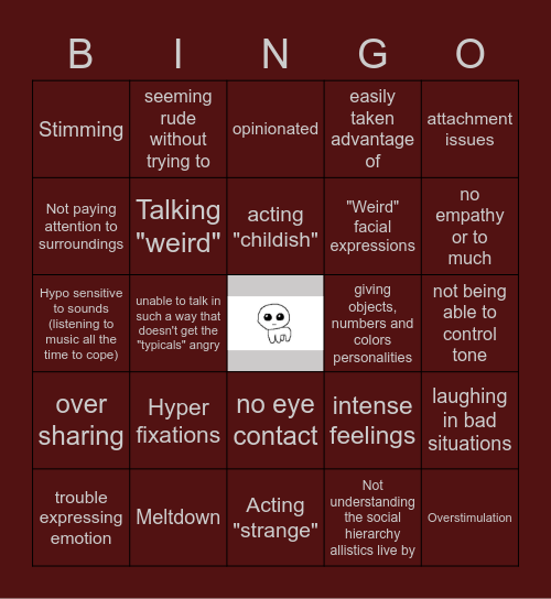 Tism Bingo! Bingo Card