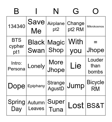 dreamyforeva Bingo Card