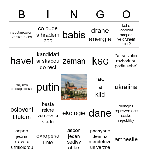 prezidentska superdebata Bingo Card