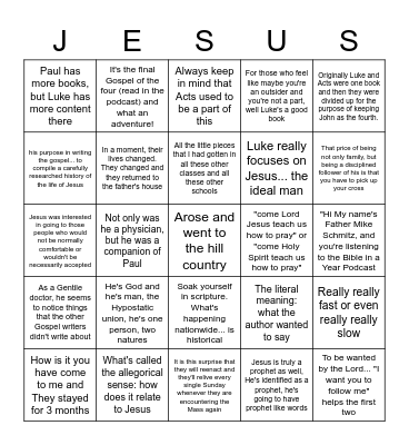 Messianic Checkpoint Luke BIY Bingo Card