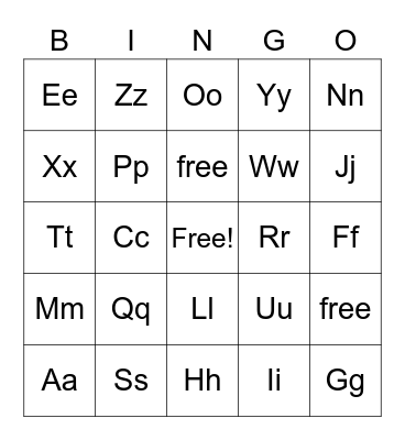 Alphabet bingo Card