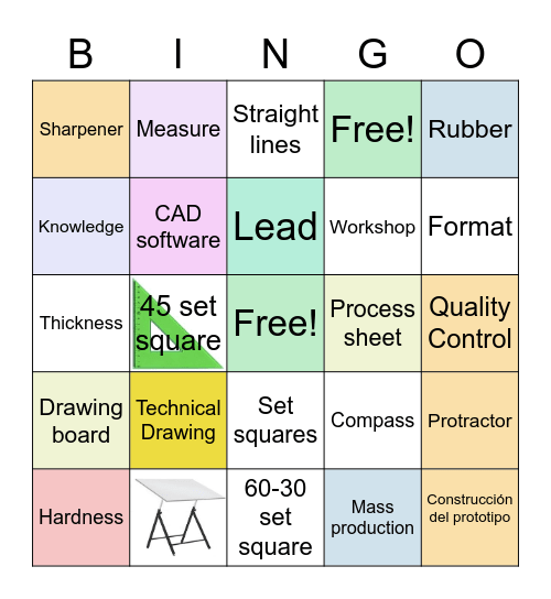 Technical Drawing Bingo Card