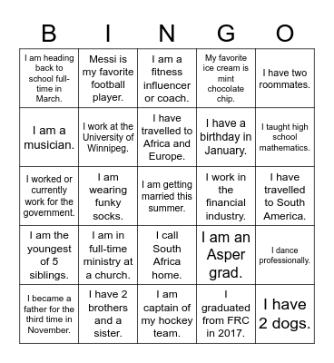 Emmanuel's Jack Shower Bingo Card