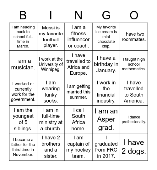 Emmanuel's Jack Shower Bingo Card