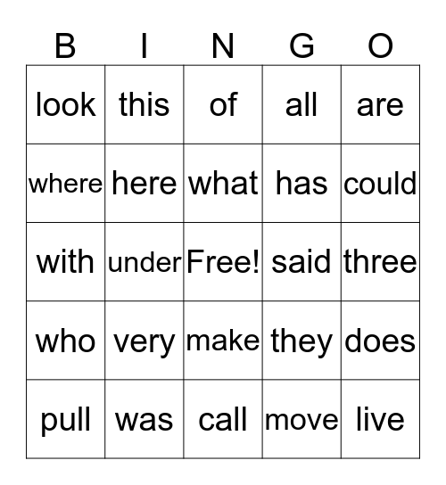 1st Grade Bingo #4 Bingo Card